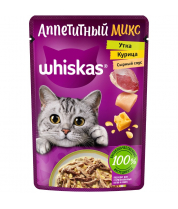 Влажный корм для кошек Whiskas Аппетитный микс курица/утка в сырном соусе 75 г фото