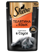 Влажный корм для кошек Sheba Ломтики в соусе с телятиной и языком 75 г фото