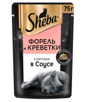 Влажный корм для кошек Sheba Ломтики в соусе с форелью и креветками 75 г фото