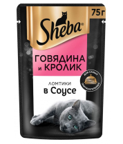 Влажный корм для кошек Sheba Ломтики в соусе с говядиной и кроликом 75 г фото