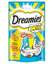 Лакомство для кошек Dreamies MIX подушечки с лососем и сыром, 60 г фото
