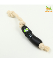 Игрушка `Обугленная сосиска на верёвке` для собак, 14 см, чёрная 7121452 фото