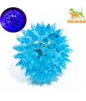 Игрушка Мяч светящийся для животных малый, TPR, 4,5 см, голубой 6255214 фото