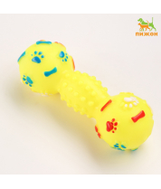 Игрушка пищащая `Гантель с лапками` для собак, 13 см, жёлтая 7472699 фото