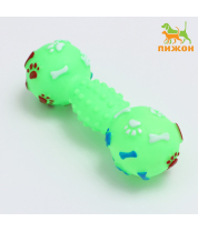 Игрушка пищащая `Гантель с лапками` для собак, 13 см, зелёная 7472698 фото