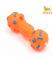 Игрушка пищащая `Гантель с лапками` для собак, 13 см, оранжевая 7472700 фото