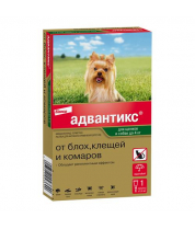 Адвантикс® для собак весом до 4 кг для защиты от блох, иксодовых клещей, летающих насекомых и переносимых ими заболеваний. 1 пипетка в упаковке фото