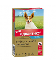 Адвантикс® для собак от 4 до 10 кг для защиты от блох, иксодовых клещей и летающих насекомых и переносимых ими заболеваний. 1 пипетка в упаковке. фото