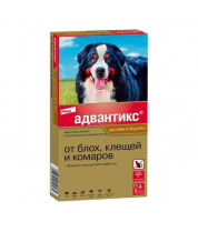 Адвантикс® для собак от 40 до 60 кг для защиты от блох, иксодовых клещей и летающих насекомых и переносимых ими заболеваний. 4 пипетки в упаковке. фото