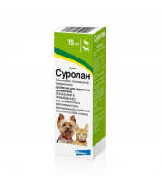 Суролан (15 мл) - суспензия для наружного применения для лечения отитов и заболеваний кожи бактериальной и грибковой этиологии у кошек и собак фото